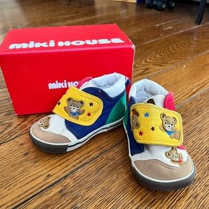 Miki House teddy bear baby sneakers